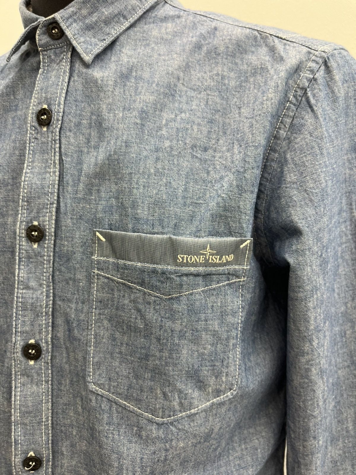 Stone Island Stone Island Logo Embroidered Cotton Shirt Size US XL / EU 56 / 4 - 3 Thumbnail