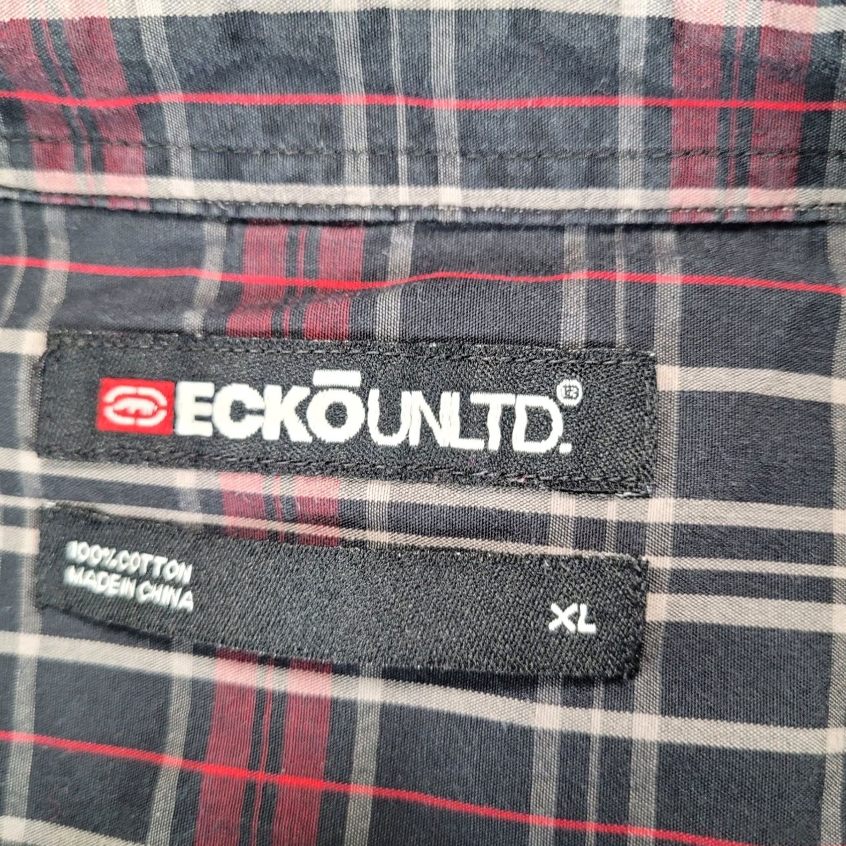 Ecko Unltd. Ecko Unltd Button-Up Shirt Plaid Long Sleeve XL Mens Red Black White Cotton Multicolor Pocketed Collared Shirt Casual Size US XL / EU 56 / 4 - 3 Thumbnail