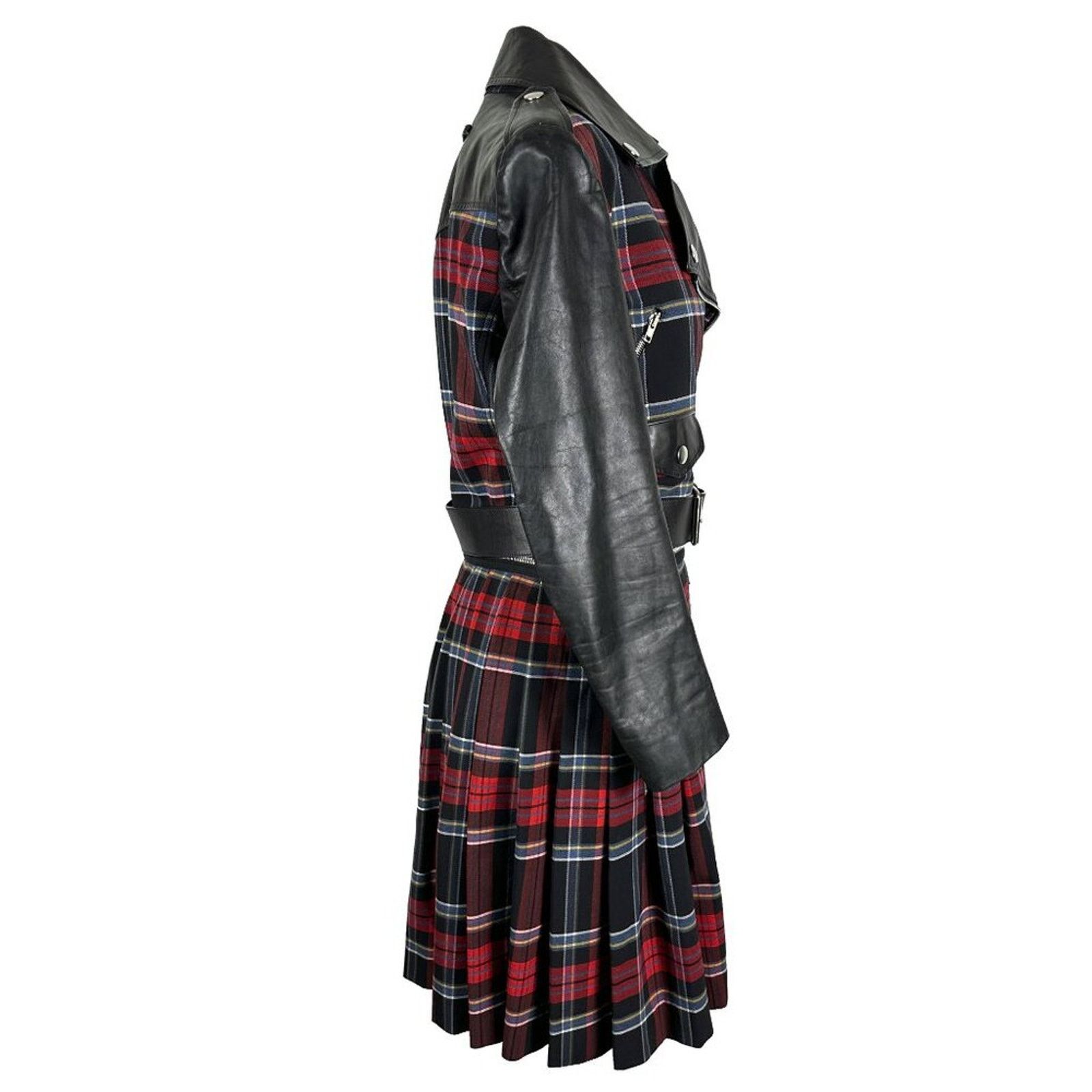Jean Paul Gaultier Jean Paul Gaultier 2014 Plaid Trench Coat Leather Jacket Size L / US 10 / IT 46 - 4 Thumbnail