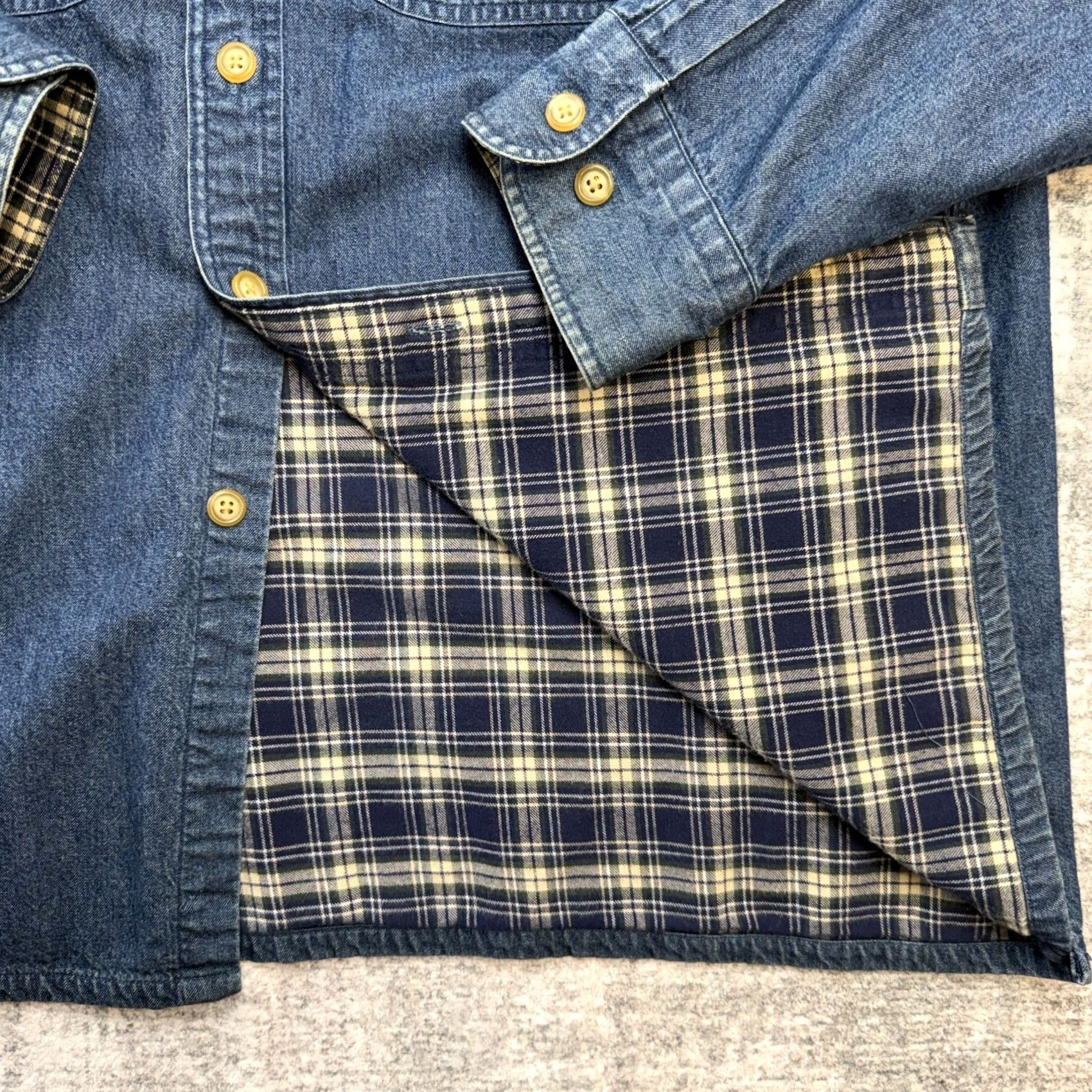 Eddie Bauer VINTAGE Eddie Bauer Denim Shirt Mens Medium Flannel Lined Overshirt Chore Work Shirt Size US M / EU 48-50 / 2 - 3 Thumbnail