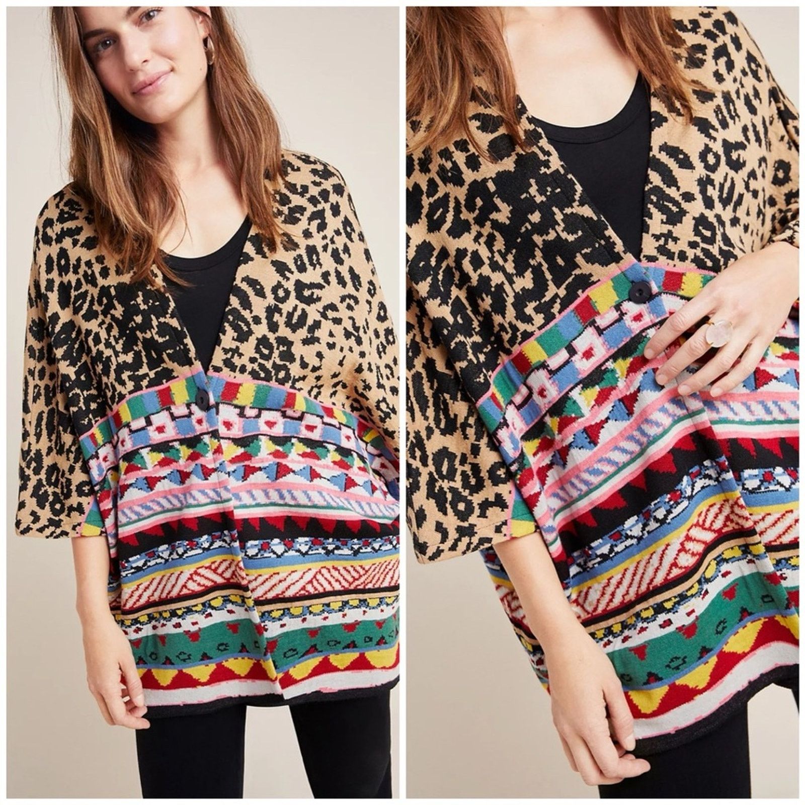Anthropologie Anthropologie Aldo Martins Annistyn Knit Kimono Cardigan 3X Size 3XL / US 20-22 - 1 Thumbnail