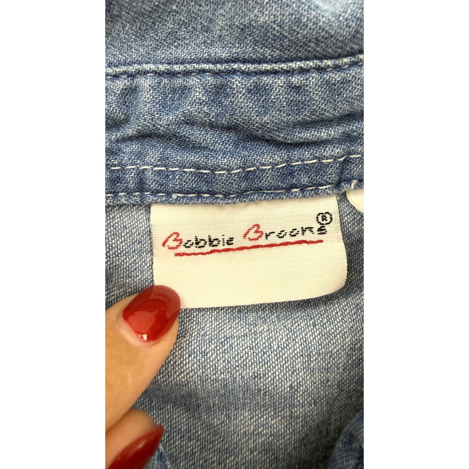 Denime VINTAGE Debbie Green Denim Shirt Womens L Blue Floral Embroidered Birdhouse 90s Shirt Womens Large Embroidered Birdhouse Floral 90s Size L / US 10 / IT 46 - 5 Thumbnail