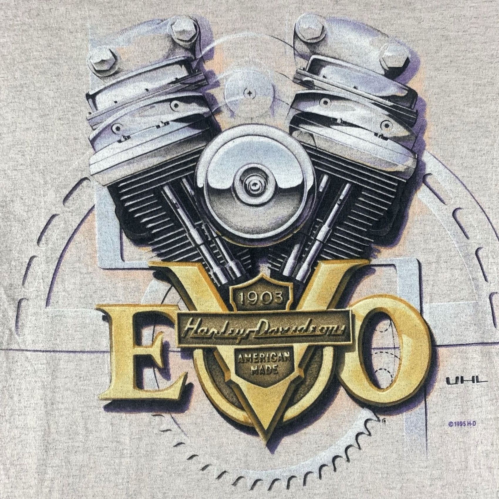Harley Davidson VINTAGE Harley-Davidson Shirt Mens XL Knucklehead Holoubek 1995 Los Angeles Beige Size US XL / EU 56 / 4 - 2 Thumbnail