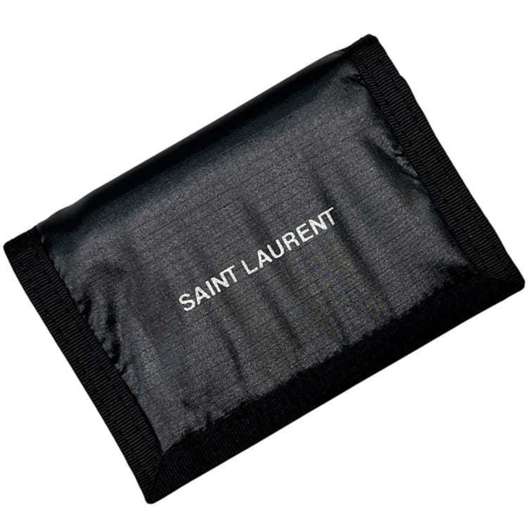 Saint Laurent Paris Saint Laurent Tri-fold Wallet f-25093 Black 588188 Nylon Canvas 1019 SAINT LAURENT Velcro Closure Compact Mini for Men and Women ec-25093 Size ONE SIZE - 1 Thumbnail
