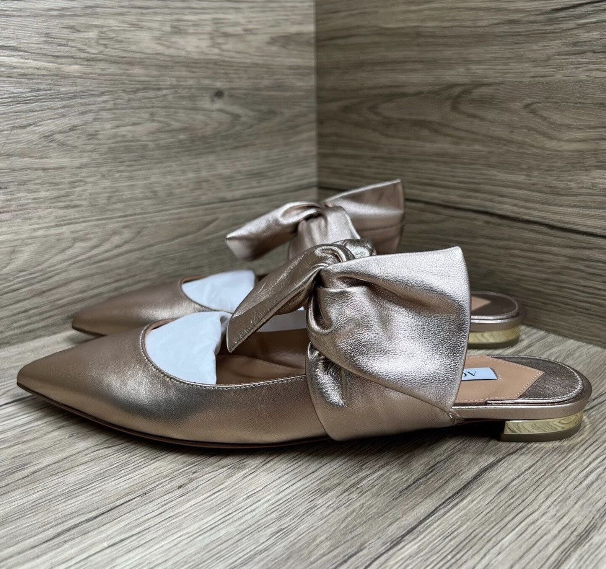 Aquazzura Aquazzura Champagne Gold Mule Slides J41 Size US 7 / IT 37 - 1 Thumbnail