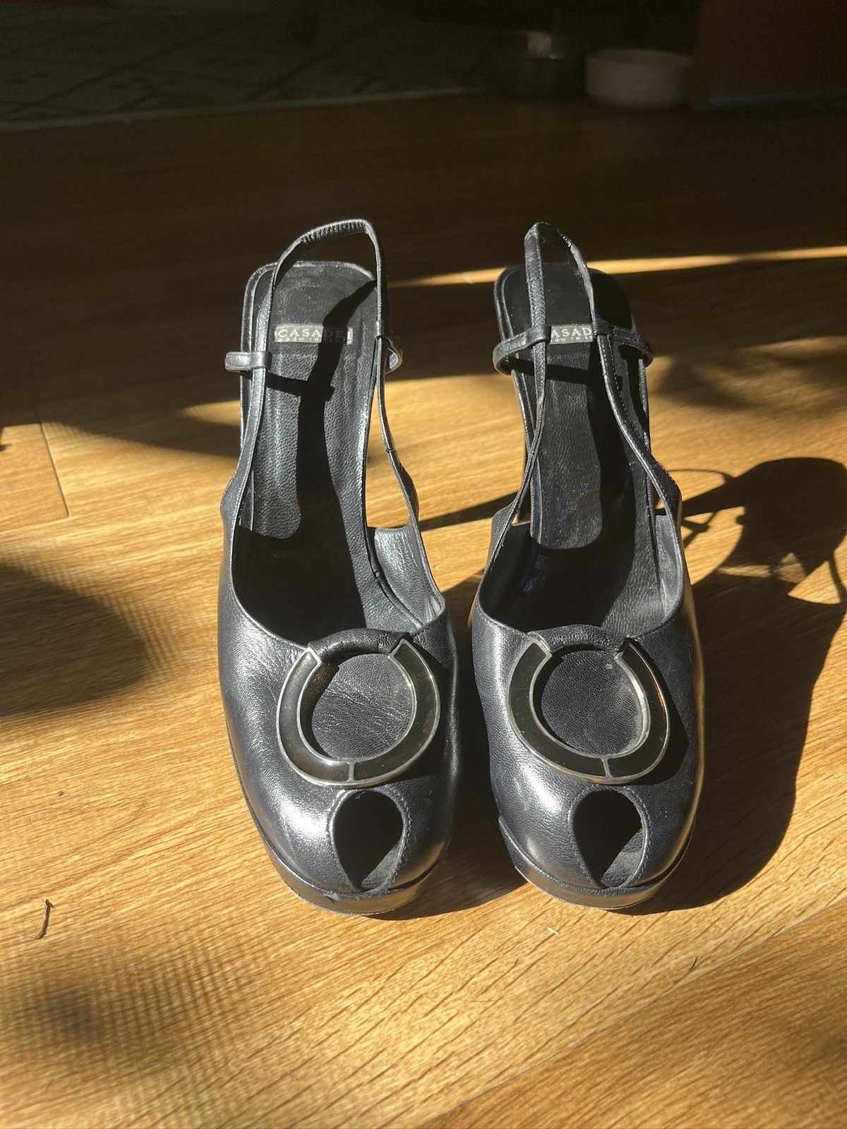 Casedei Retail 1,100 Casadei Women's Black Leather Heels Size 8.5 Size US 8.5 / IT 38.5 - 7 Thumbnail