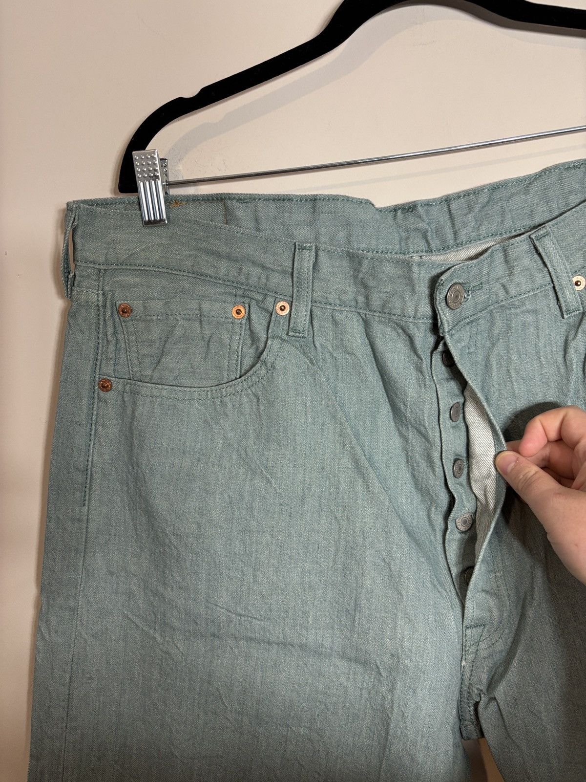 Levi's Levi’s 501 White Oak Cone Denim Jeans Moss Green Size US 38 / EU 54 - 2 Thumbnail