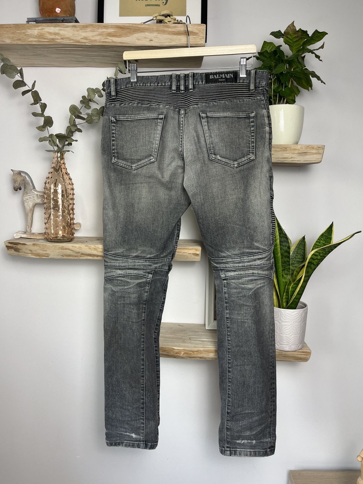 Balmain Balmain Grey mud wash Distressed Biker Denim Jeans Size US 32 / EU 48 - 3 Thumbnail