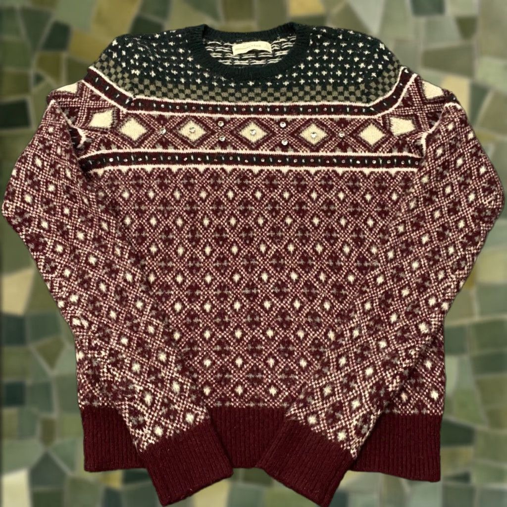 Abercrombie & Fitch VINTAGE Abercrombie & Fitch Sweater Womens Small Red Jeweled Holiday Knit Pullover Regular Fit Size S / US 4 / IT 40 - 1 Thumbnail