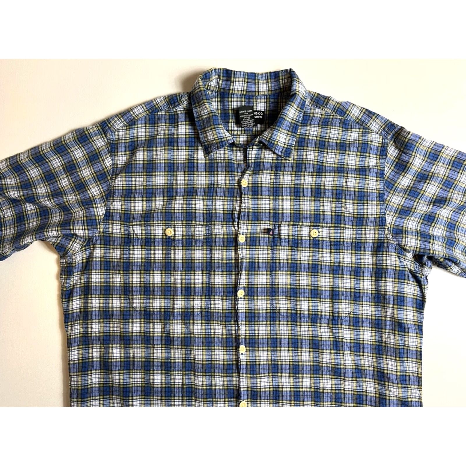 Polo Ralph Lauren VINTAGE Polo Jeans Co. Ralph Lauren Short Sleeve Button-Up Shirt Plaid Sz L Men's Button-Up Old School 90s Retro Blue Cotton Polo Ralph Lauren Shirt Size US L / EU 52-54 / 3 - 5 Thumbnail