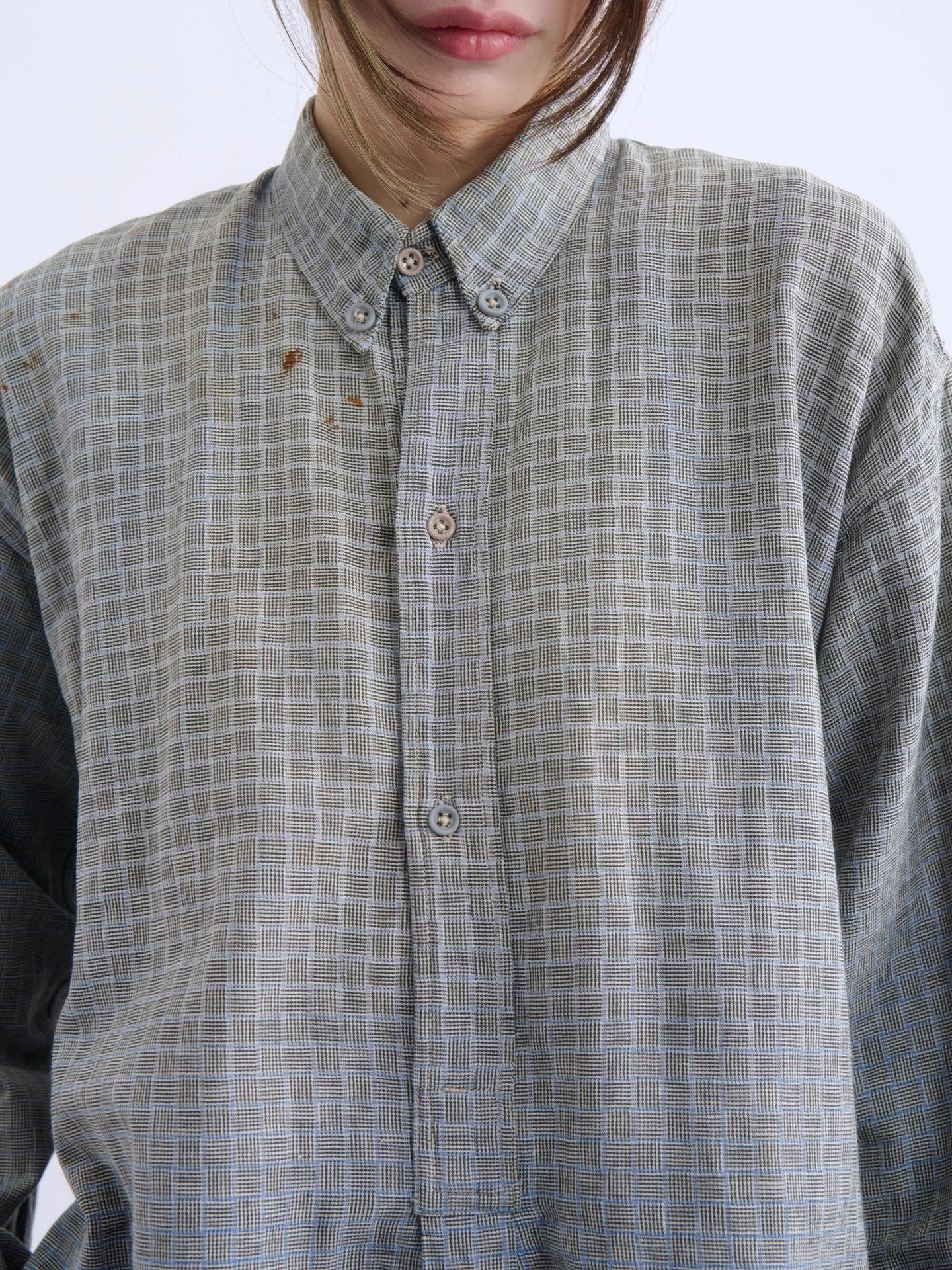 Other European Antique 50Y Check Gradation Boro Pullover Shirt Size XL / US 12-14 / IT 48-50 - 6 Thumbnail