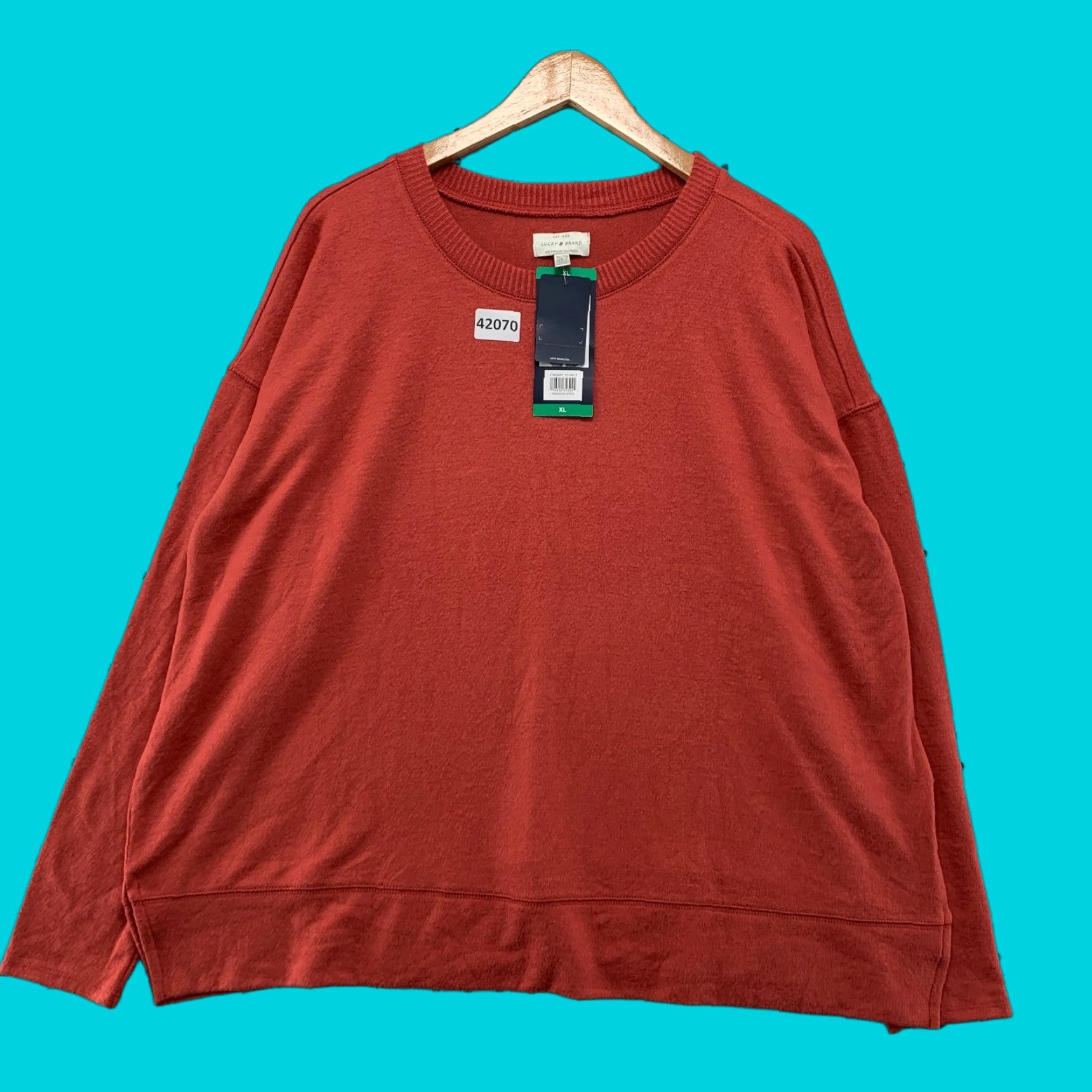 Lucky Brand VINTAGE Lucky Brand Sweater Pullover Women’s XL Long Sleeve Crew Neck Red Orange Casual Knit Fall Winter Spring Size XL / US 12-14 / IT 48-50 - 1 Thumbnail