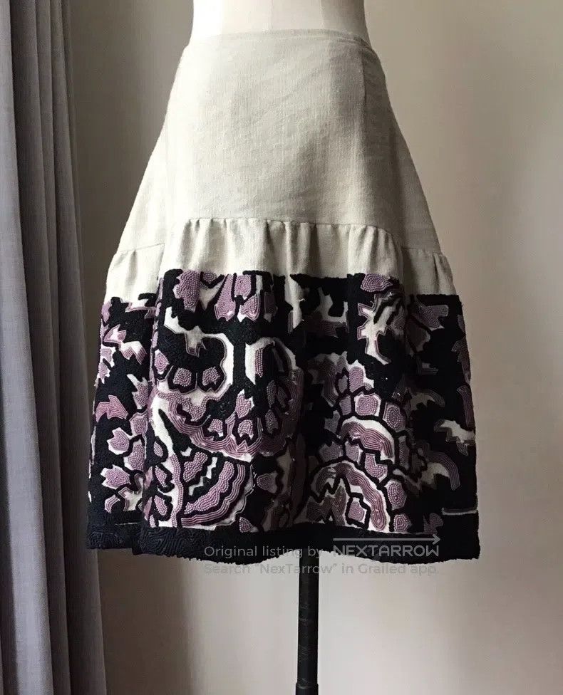 Dries Van Noten Dries Van Noten Beaded Wool-Blend Midi Skirt Size 35" - 4 Thumbnail