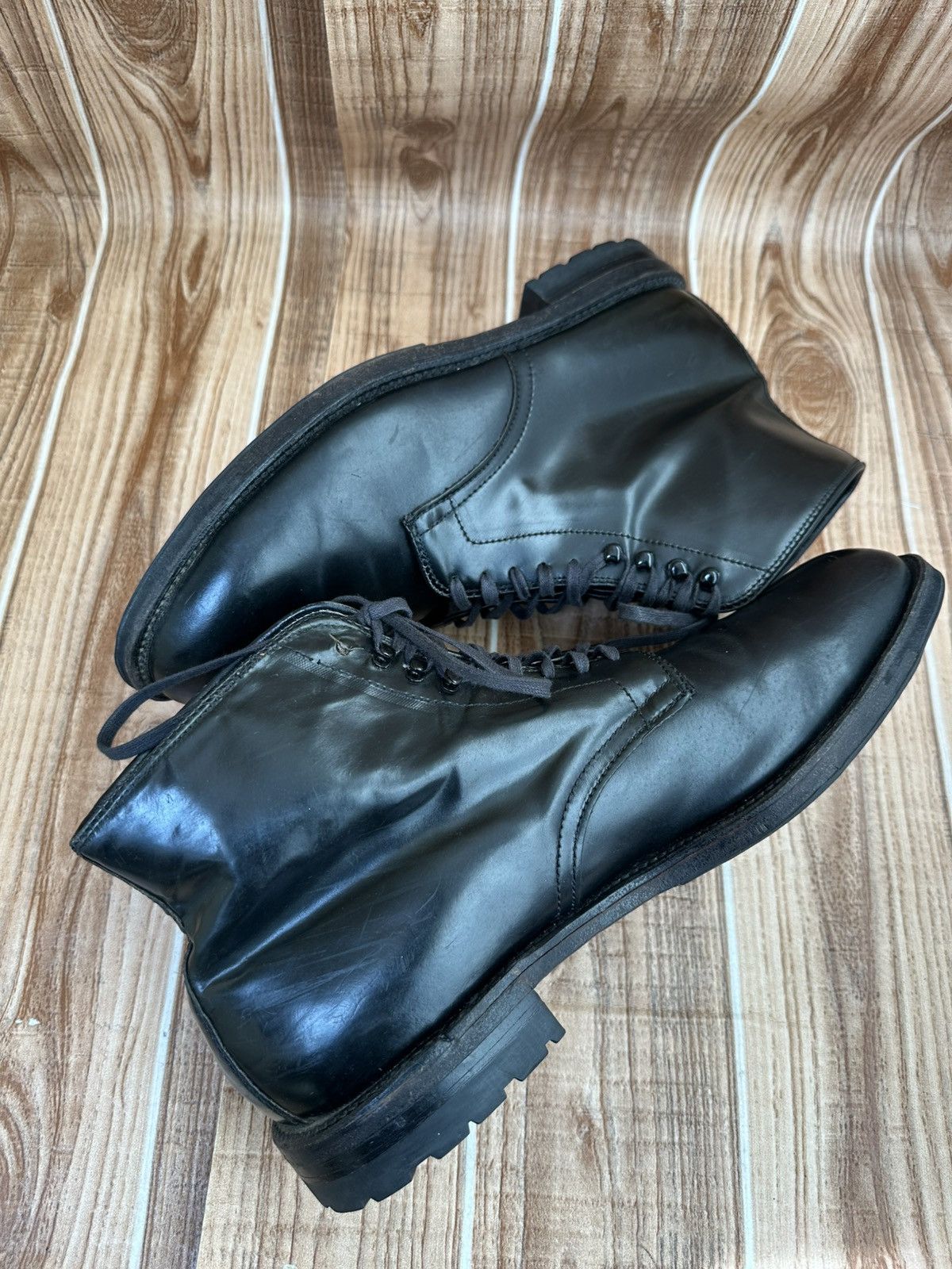 Alden Alden Black Shell Cordovan Leather Boots with Commando Sole Size US 10.5 / EU 43-44 - 16 Thumbnail