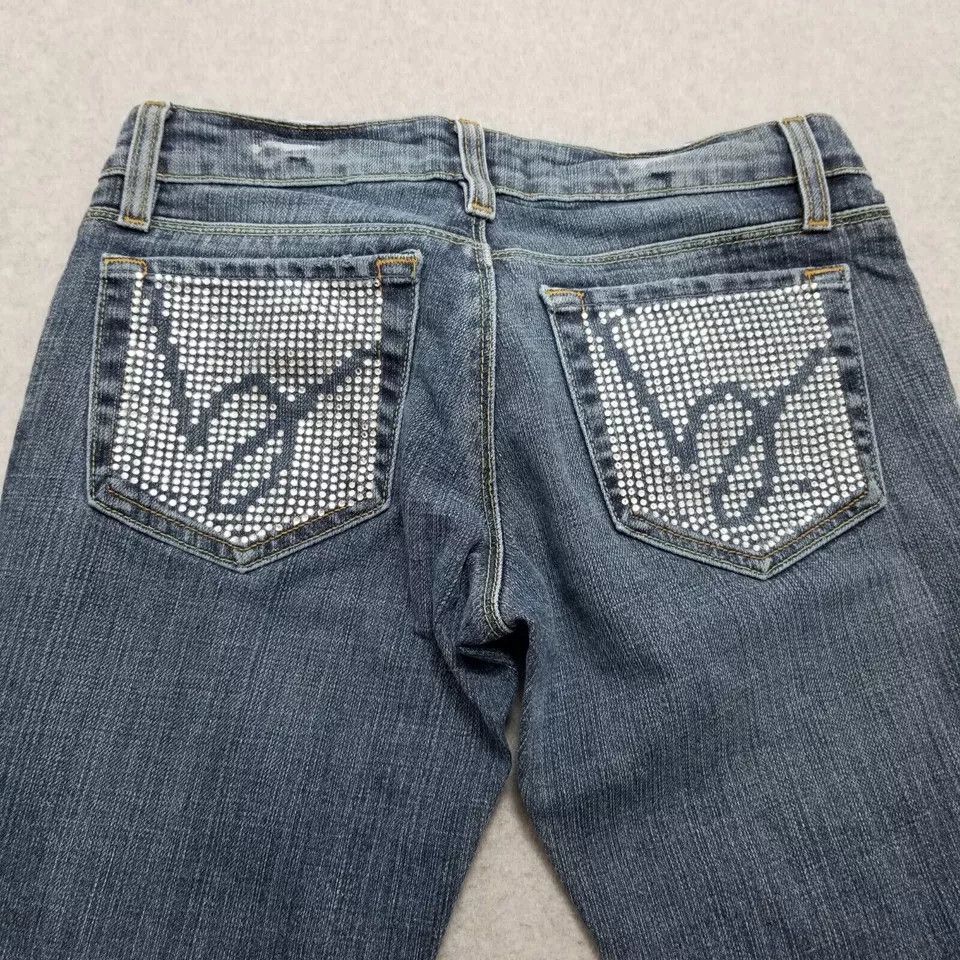 Bebe Bebe Jeans Womens 27x28 Denim Flared Low Rise Rhinestones Size 27" / US 4 / IT 40 - 12 Thumbnail