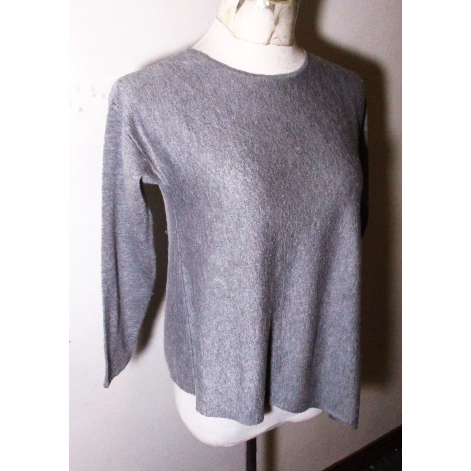 Eileen Fisher EILEEN FISHER Gray Merino Tencel Asymmetrical Sweater Top Women’s S/P Size S Casual Sleeve Knit Wool Pullover Regular Fit Size S / US 4 / IT 40 - 3 Thumbnail