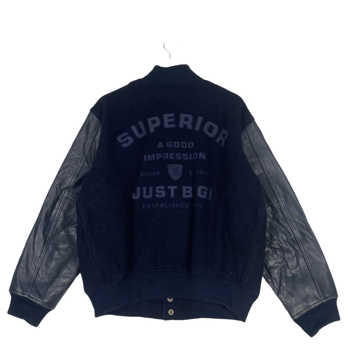BIGI × Japanese Brand 💥90s BIGI OLD VARSITY ALL BLACK JACKET Size US L / EU 52-54 / 3 - 8 Thumbnail