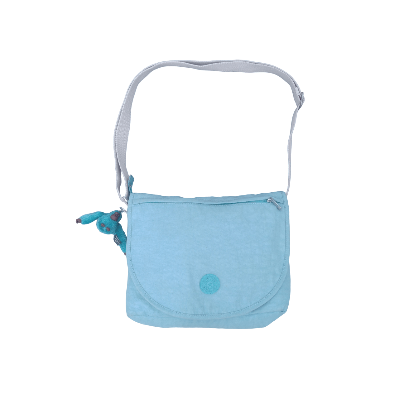 image of Vintage Kipling Nylon Multi Pocket Sling Bag Backpack in Light Blue, Women's