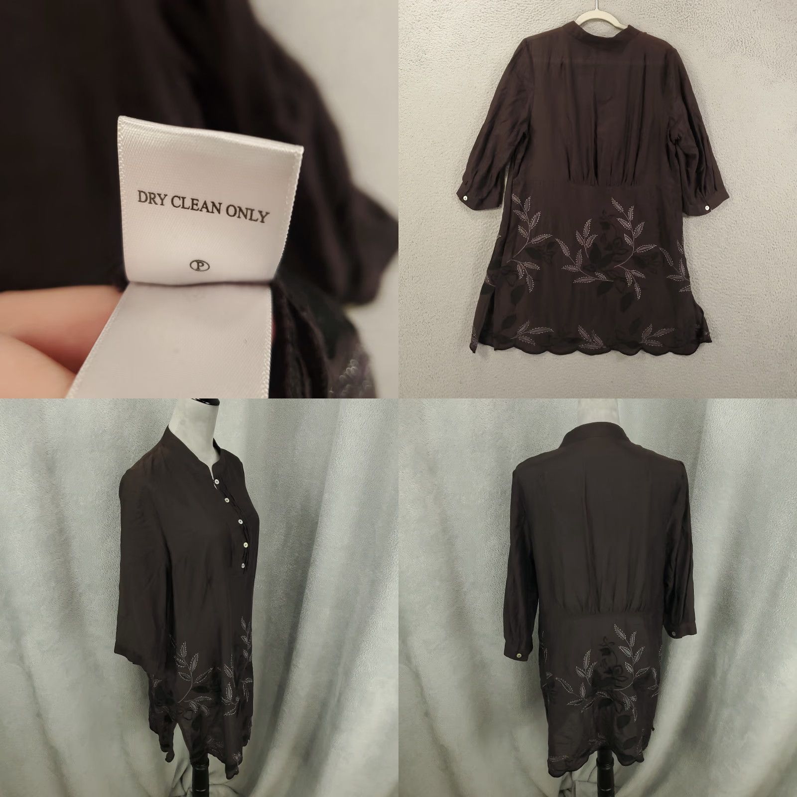 Coldwater Creek VINTAGE Coldwater Creek Silk Tunic Shirt Womens L Black Floral Embroidered Long Sleeve 14 16 Casual Size L / US 10 / IT 46 - 8 Thumbnail