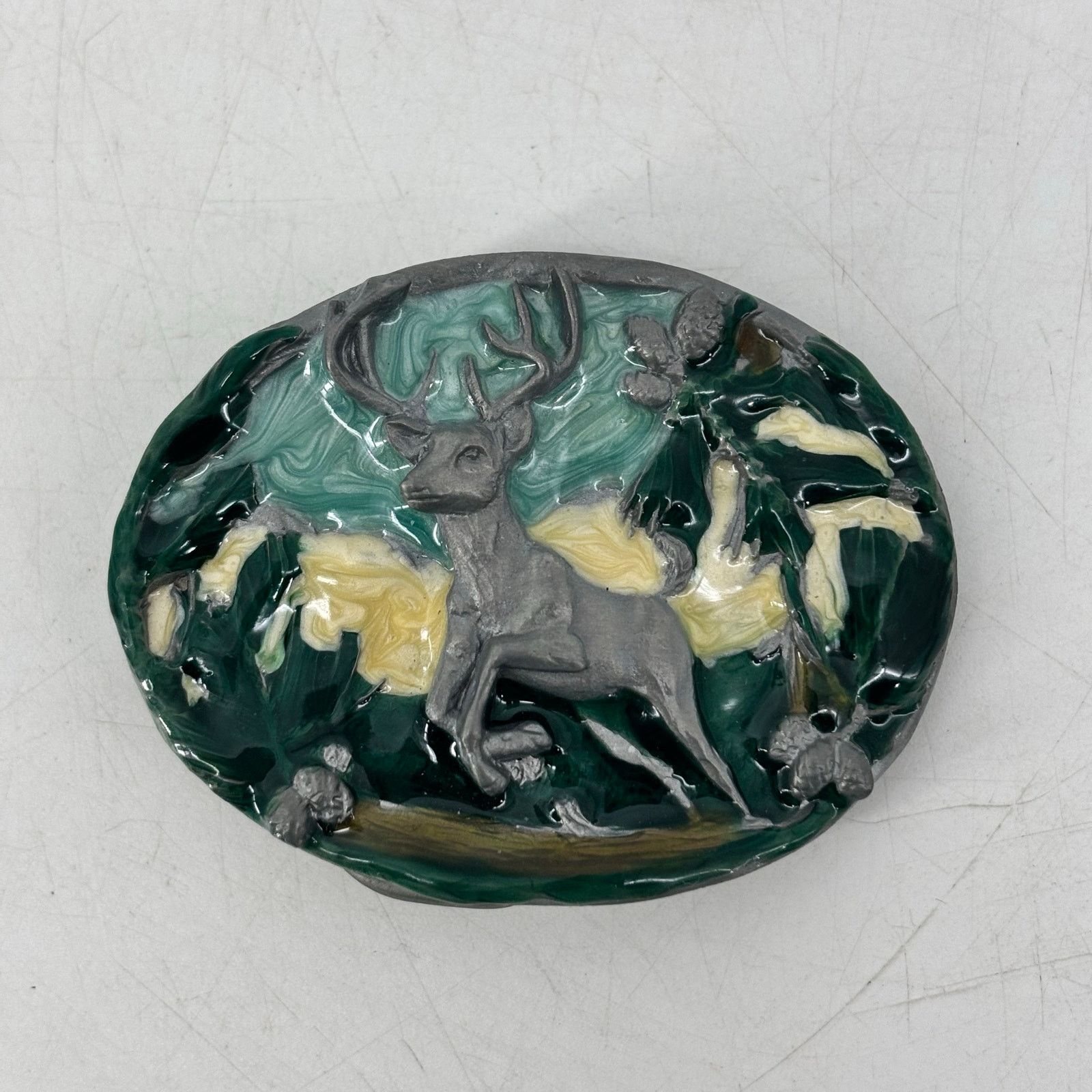 Vintage Great American Belt Buckle Jumping Deer Forest Woods Hunting Size ONE SIZE - 11 Thumbnail