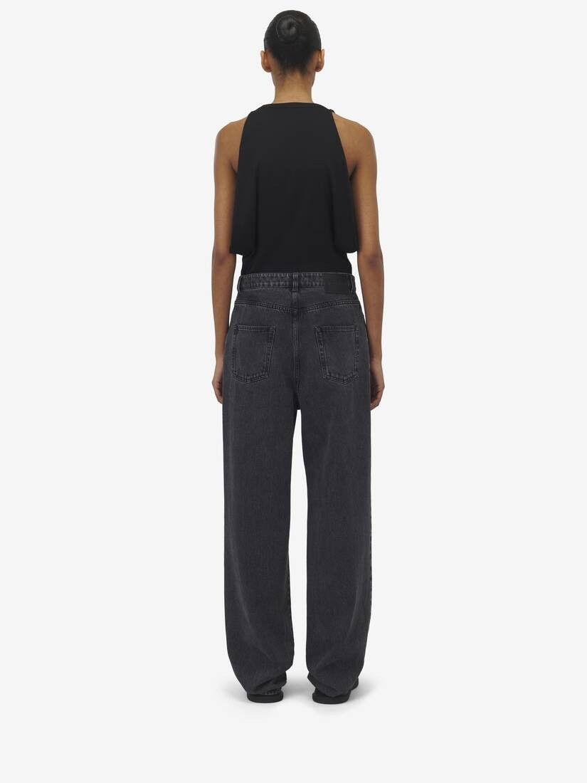 Alexander McQueen o1srvl11e0326 Wide Leg Jeans in Black Size 26" / US 2 / IT 38 - 4 Thumbnail