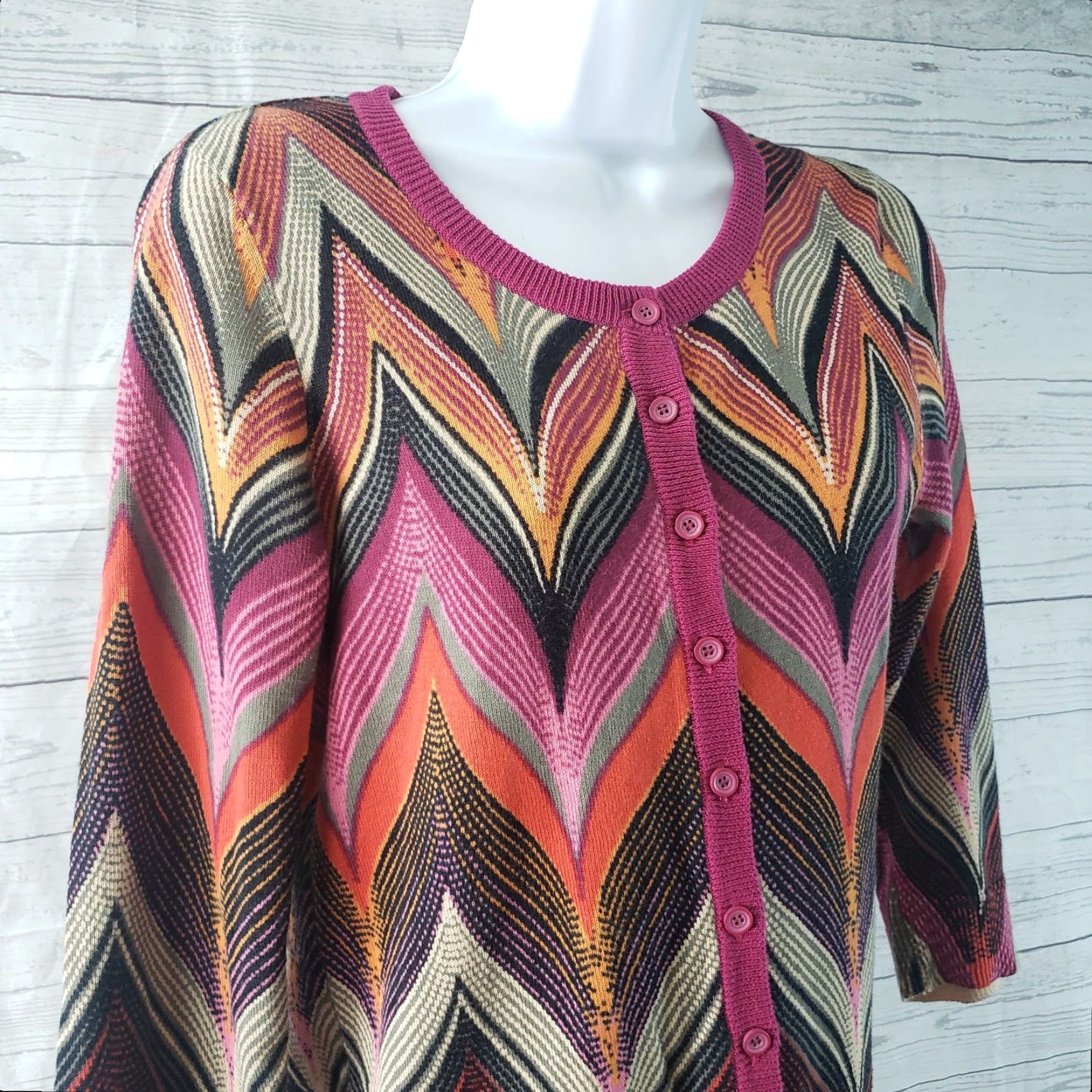 Habitat Tabitha Womens Cardigan Button Front Sz Small Purple 3/4 Sleeve Cotton Size S / US 4 / IT 40 - 2 Thumbnail