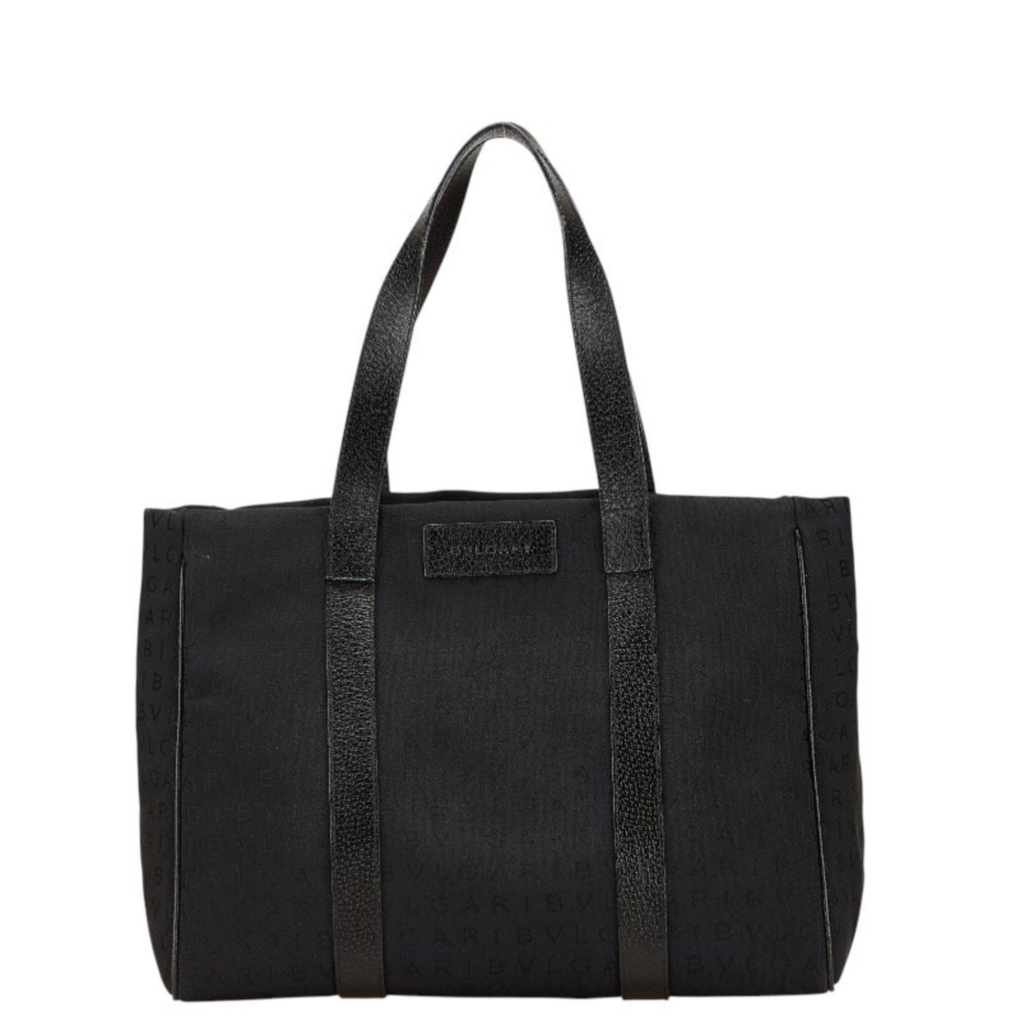 Bvlgari BVLGARI Logomania Tote Bag in Black Canvas and Leather for Women Size ONE SIZE - 1 Thumbnail