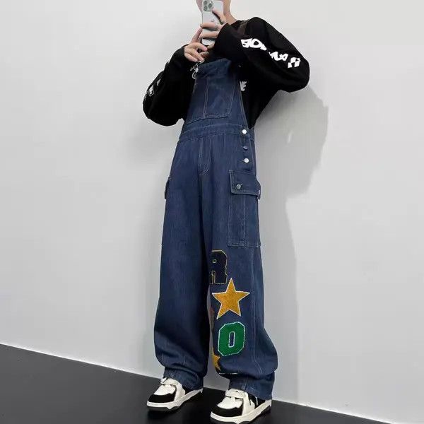 VIBE Retro design embroidered workwear denim overalls Size US 30 / EU 46 - 7 Thumbnail