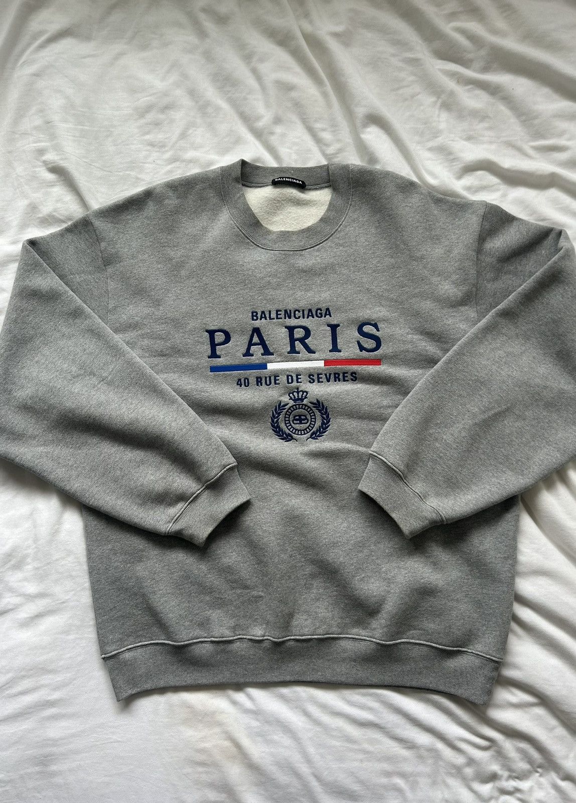 image of Balenciaga Grey Paris Flag Sweatshirt, Men's (Size XL)