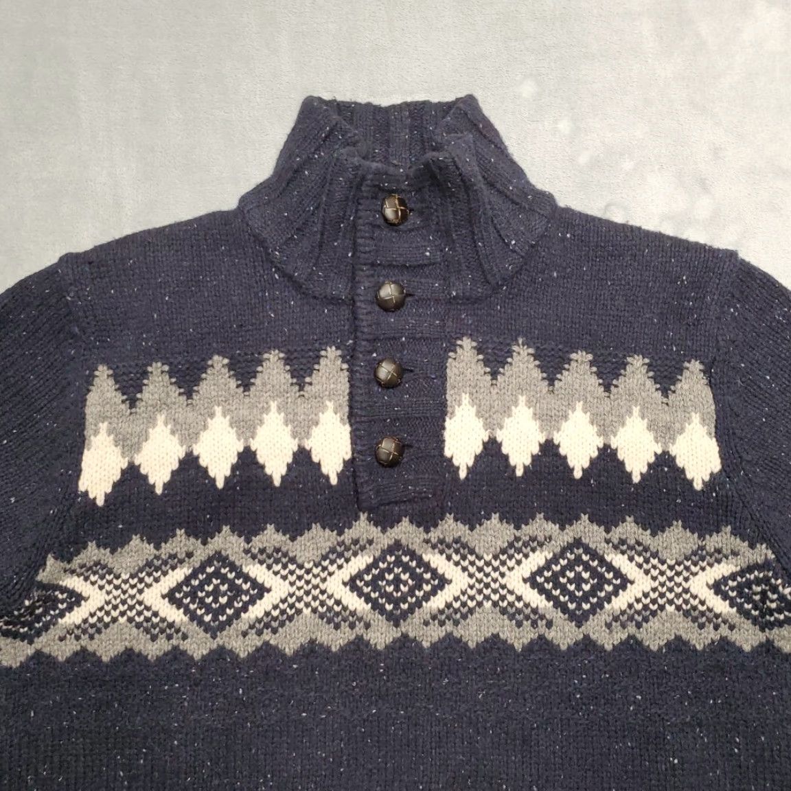 Eddie Bauer VINTAGE Eddie Bauer Sweater Mens L Blue 100% Lambs Wool Heritage Chunky Fair Isle Nordic Mens Size US L / EU 52-54 / 3 - 3 Thumbnail