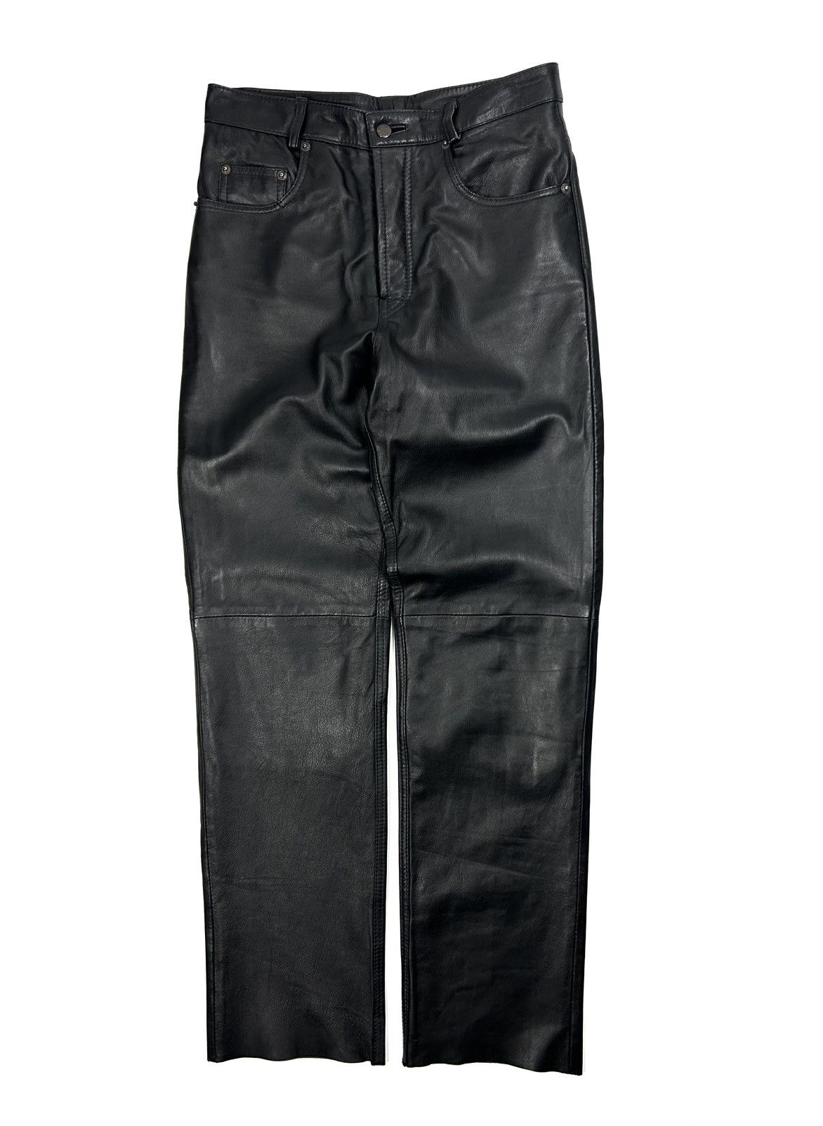 Genuine Leather Vintage The King Black Genuine Leather Pants Avant Garde Y2K Size US 33 - 1 Thumbnail