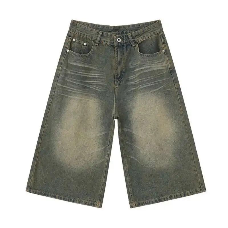 Japanese Brand Straight Denim Shorts American Style Worn-out Design Wide Size US 30 / EU 46 - 1 Thumbnail