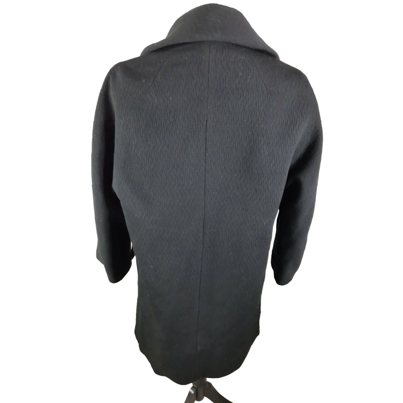 Doublet VINTAGE Edevins Women's Pea Coat Long Wool Black Double Breasted 60s 70s Coat Menswomen Size L / US 10 / IT 46 - 5 Thumbnail