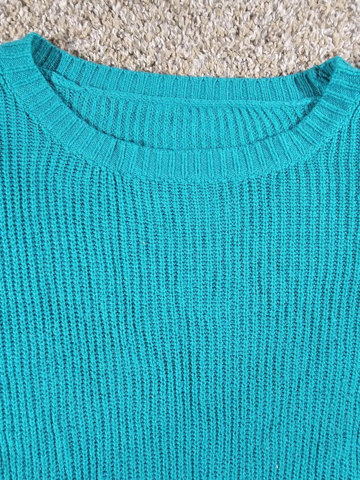The Unbranded Brand Turquoise Green No Brand No Size Cable Knit Sweater Size M / US 6-8 / IT 42-44 - 2 Thumbnail