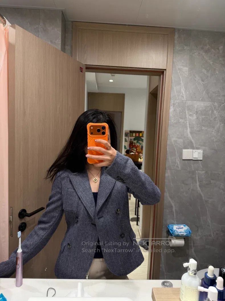 Loewe Blue Grey Check Wool Blazer Jacket