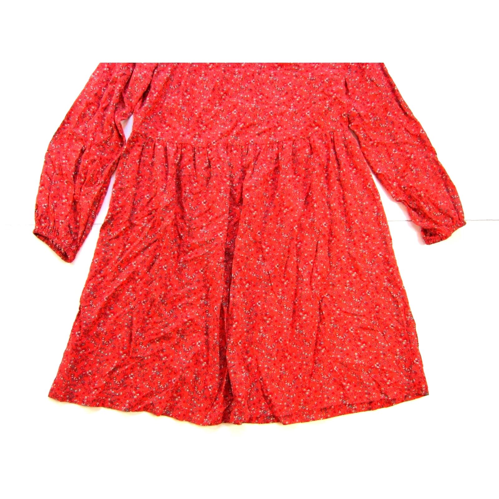 Old Navy Old Navy Floral Long Sleeve Tunic Dress Small Red Rayon Fit & Flare Smock Dress Size S / US 4 / IT 40 - 6 Thumbnail