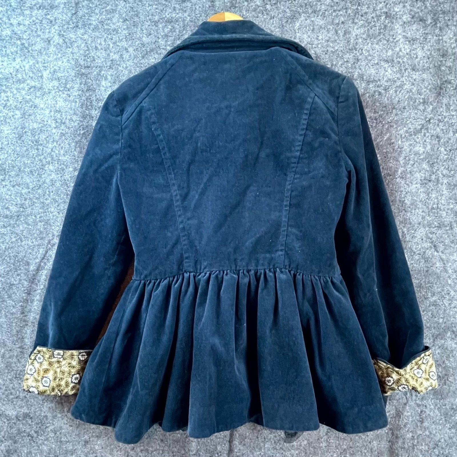 Anthropologie Anthropologie Idra Jacket 2 Blue Velvet Corduroy Peplum Size XS / US 0-2 / IT 36-38 - 2 Thumbnail