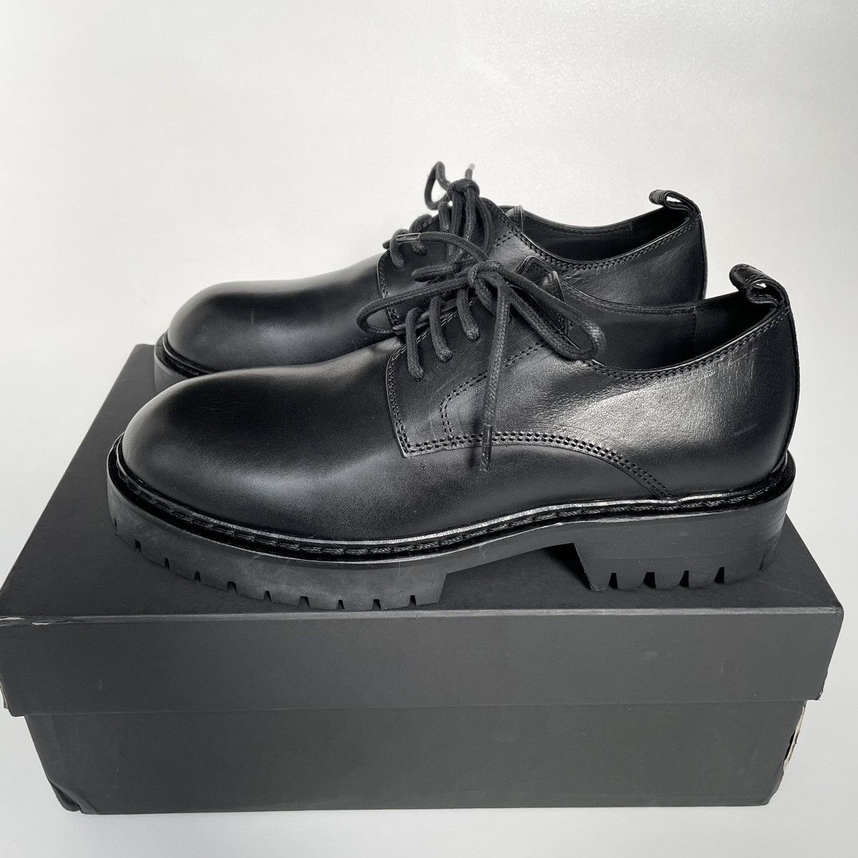 Ann Demeulemeester Black Leather Commando Sole Derbies Size US 7 / IT 37 - 14 Thumbnail