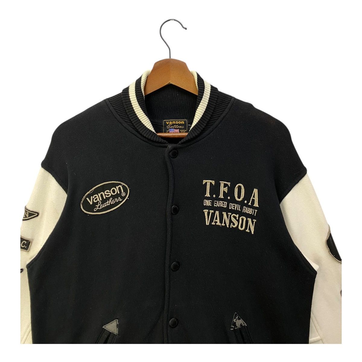 Vanson Leathers Vanson Leather Varsity Jacket Heavy Cotton Motorcycle Jacket Size US L / EU 52-54 / 3 - 2 Thumbnail