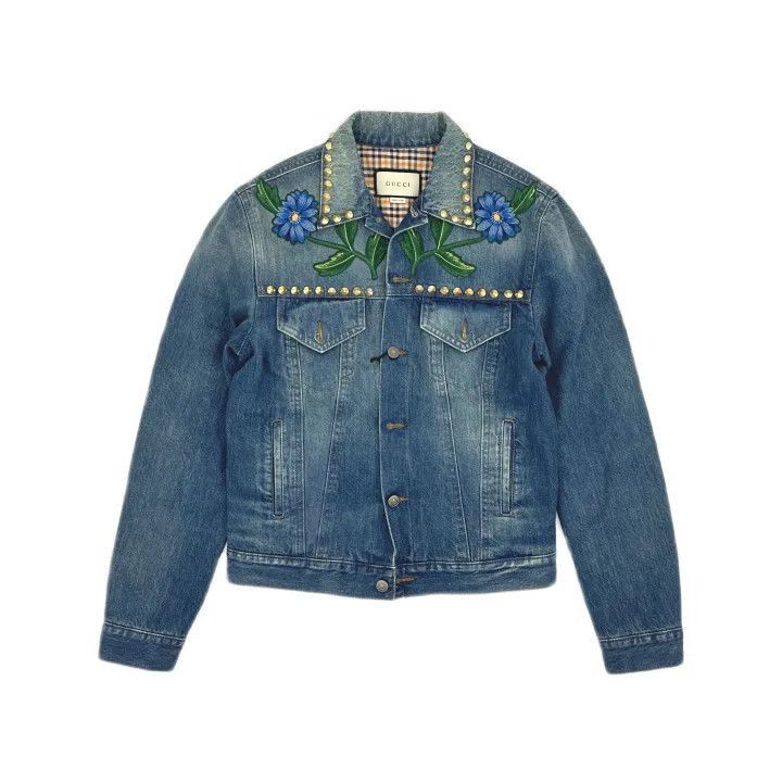 Gucci Gucci Blue Denim Jacket with Floral Embroidery-2507 Size US M / EU 48-50 / 2 - 2 Thumbnail