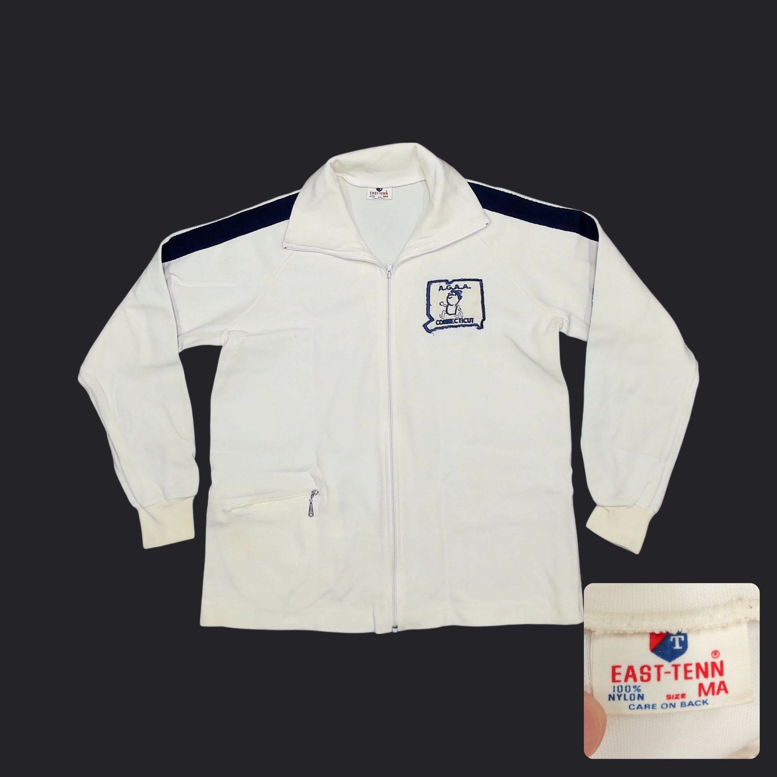 Vintage Vintage 1970s East Tenn Cropped Sleeve Raglan Track Jacket Size US M / EU 48-50 / 2 - 1 Thumbnail