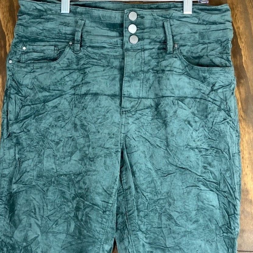 Ann Taylor Ann Taylor Womens Pants Green Velvet Curvy Fit High Rise Skinny Stretch 12 Size 24" / US 00 / IT 34 - 2 Thumbnail