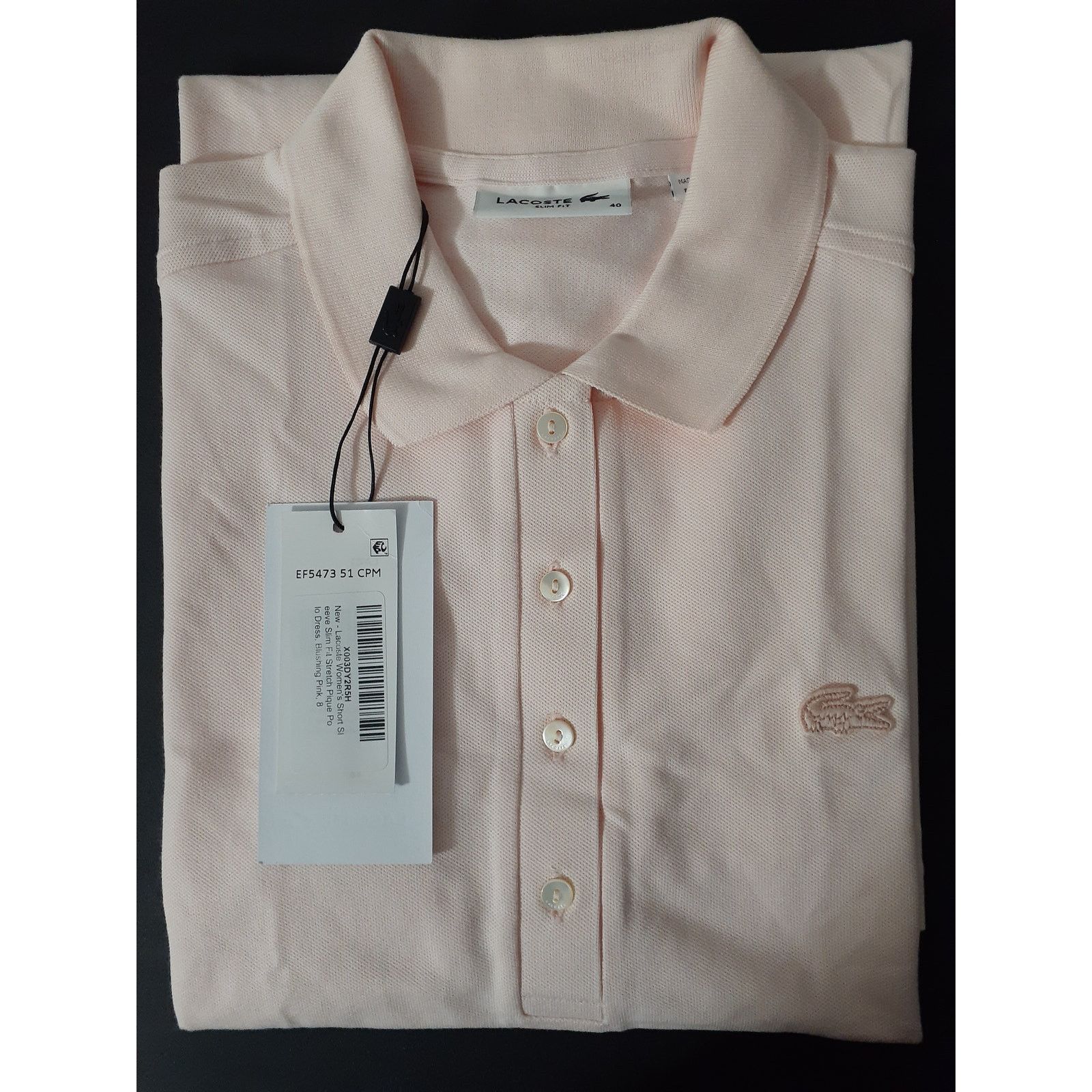 Lacoste Lacoste Women's Short Sleeve Slim Fit Stretch Dress Pink 2 Size XS / US 0-2 / IT 36-38 - 3 Thumbnail