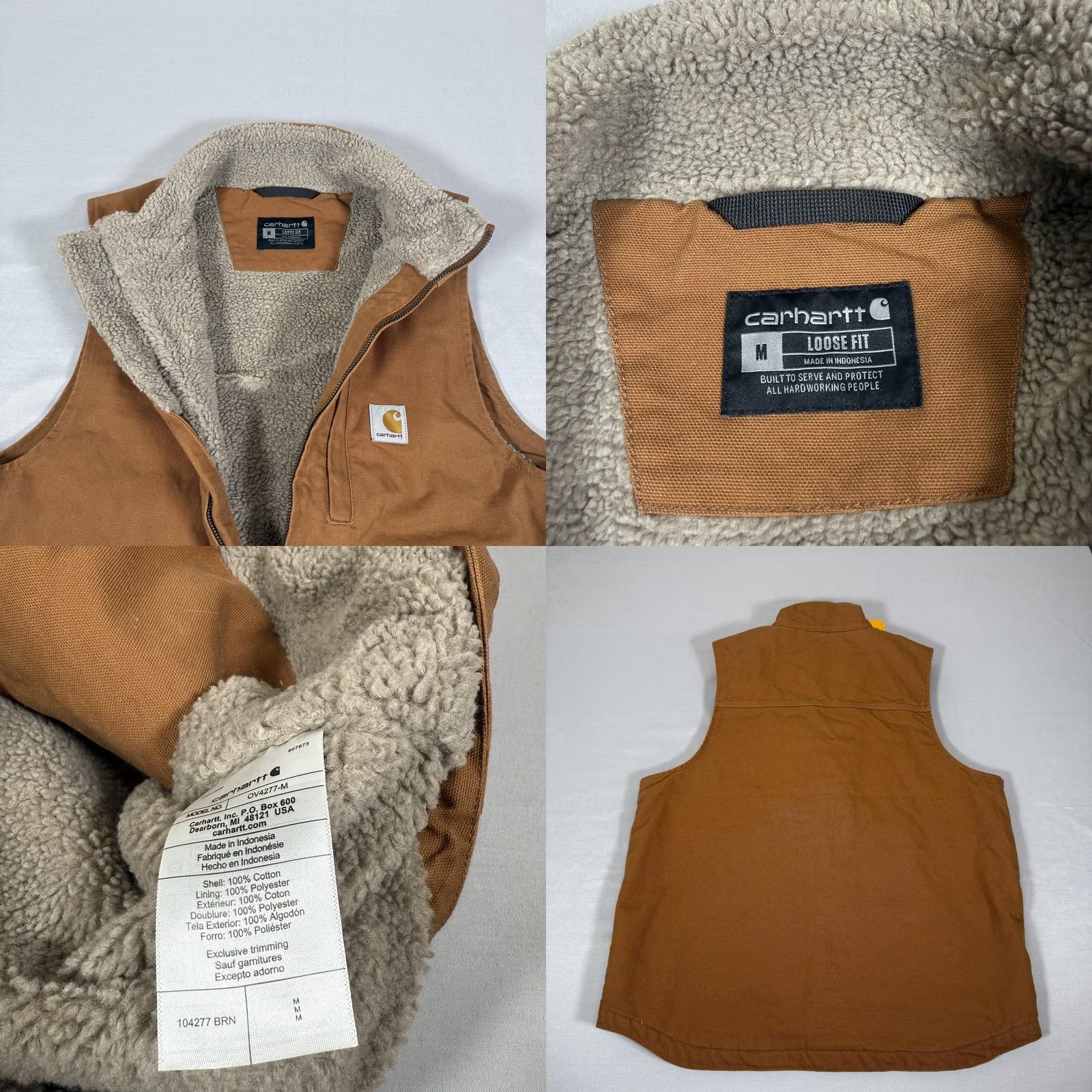 Carhartt Carhartt Vest Mens M Brown Duck Canvas Sherpa Lined Zip Up Work Vest Size US M / EU 48-50 / 2 - 8 Thumbnail