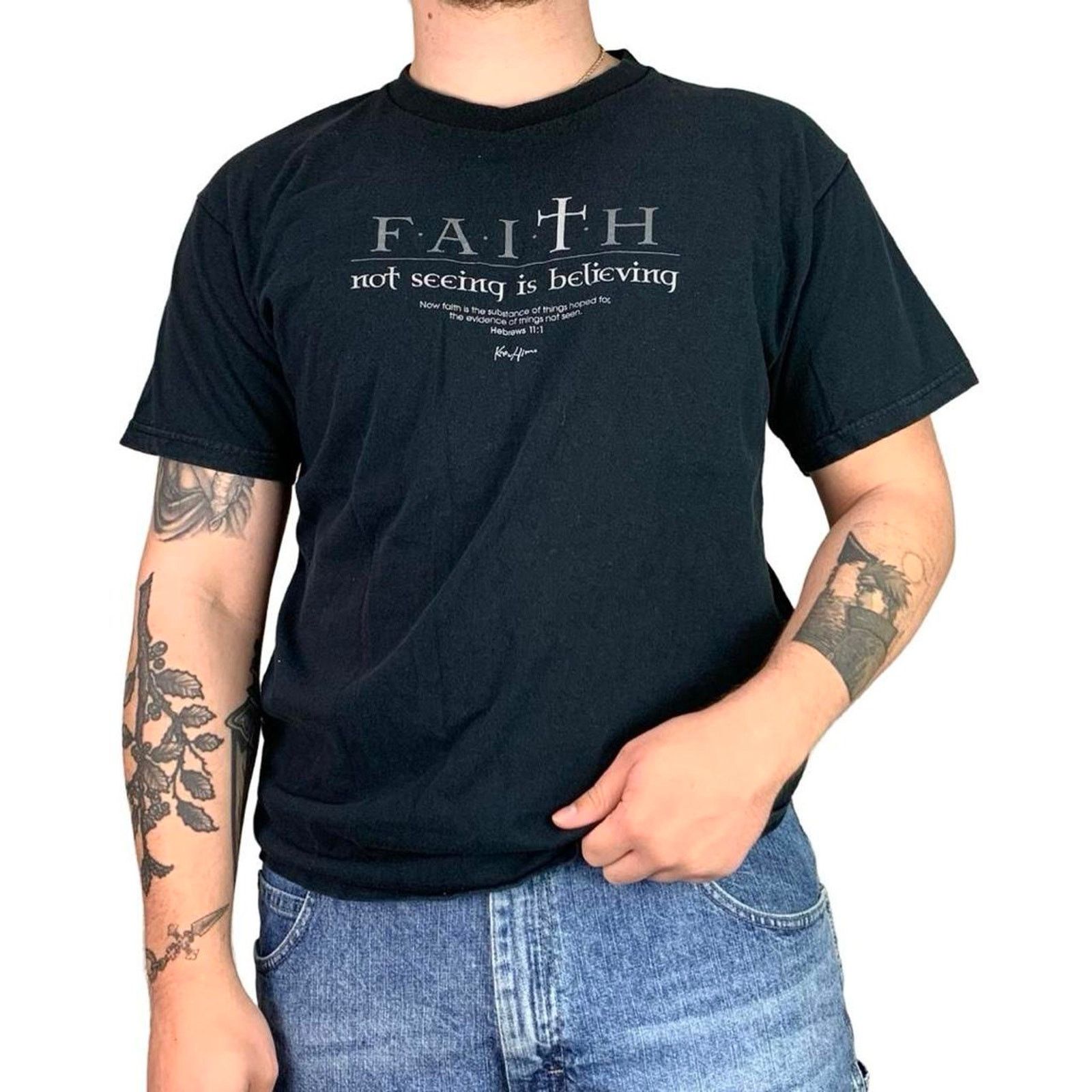 Vintage Vintage 90s Jesus Christ T-shirt Size US L / EU 52-54 / 3 - 2 Thumbnail