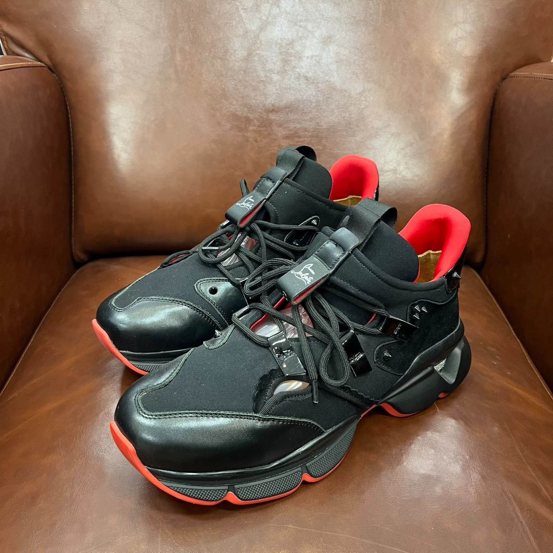 Christian Louboutin Christian Louboutin CL Black Red Sneakers Size US 9.5 / EU 42-43 - 1 Thumbnail