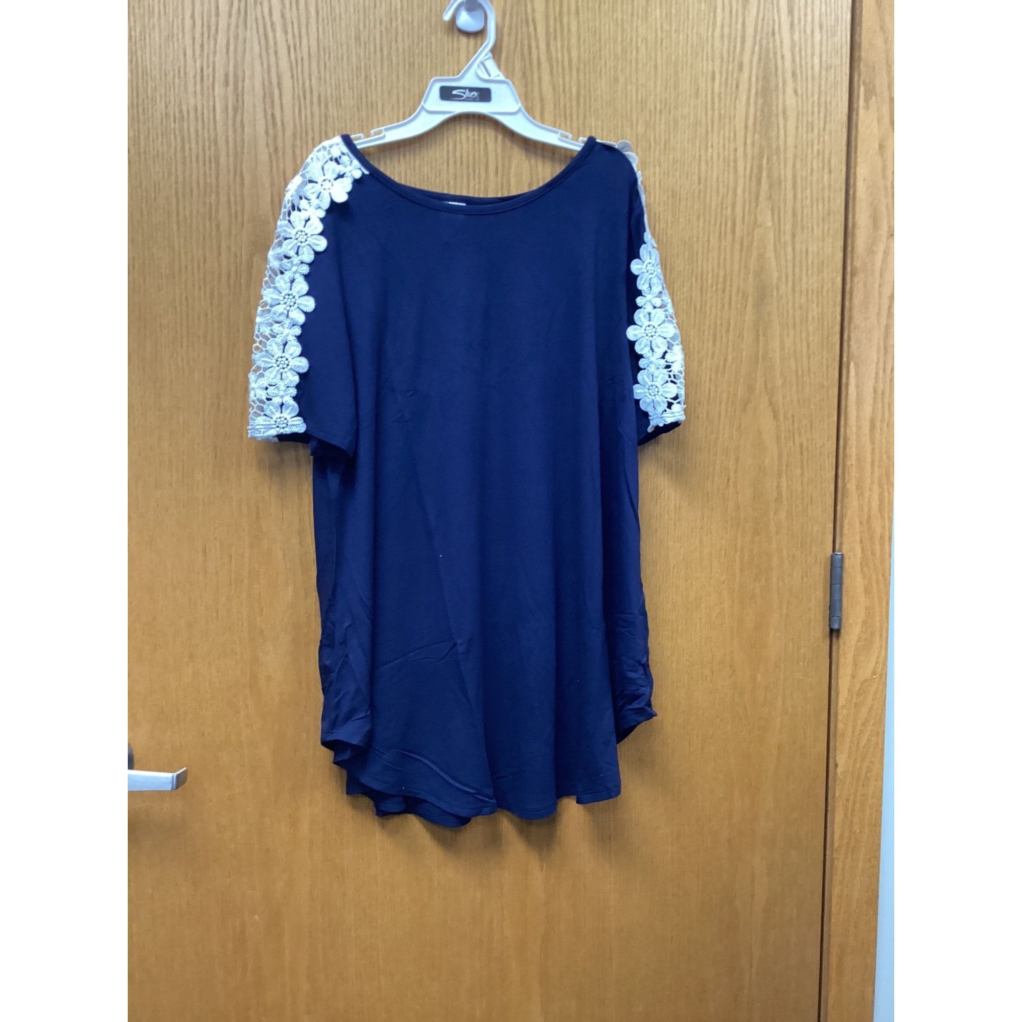 Other 42 Pops Crochet Navy Blue Short Sleeve Shirt With Lace Flora Size M / US 6-8 / IT 42-44 - 1 Thumbnail