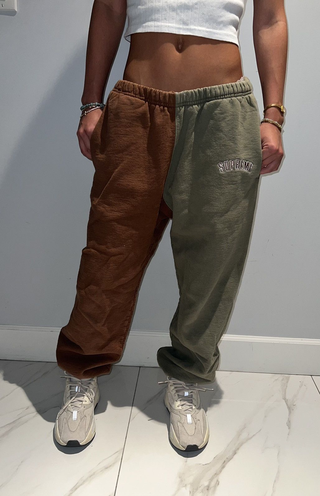 image of Supreme Split Brown/green Sweatpants, Men's (Size 33)