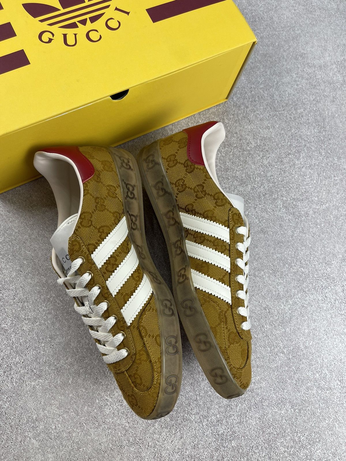 Gucci Adidas × Gucci Gazelle GG Monogram Sneakers Size 41 1/3 Size US 9 / IT 39 - 7 Thumbnail