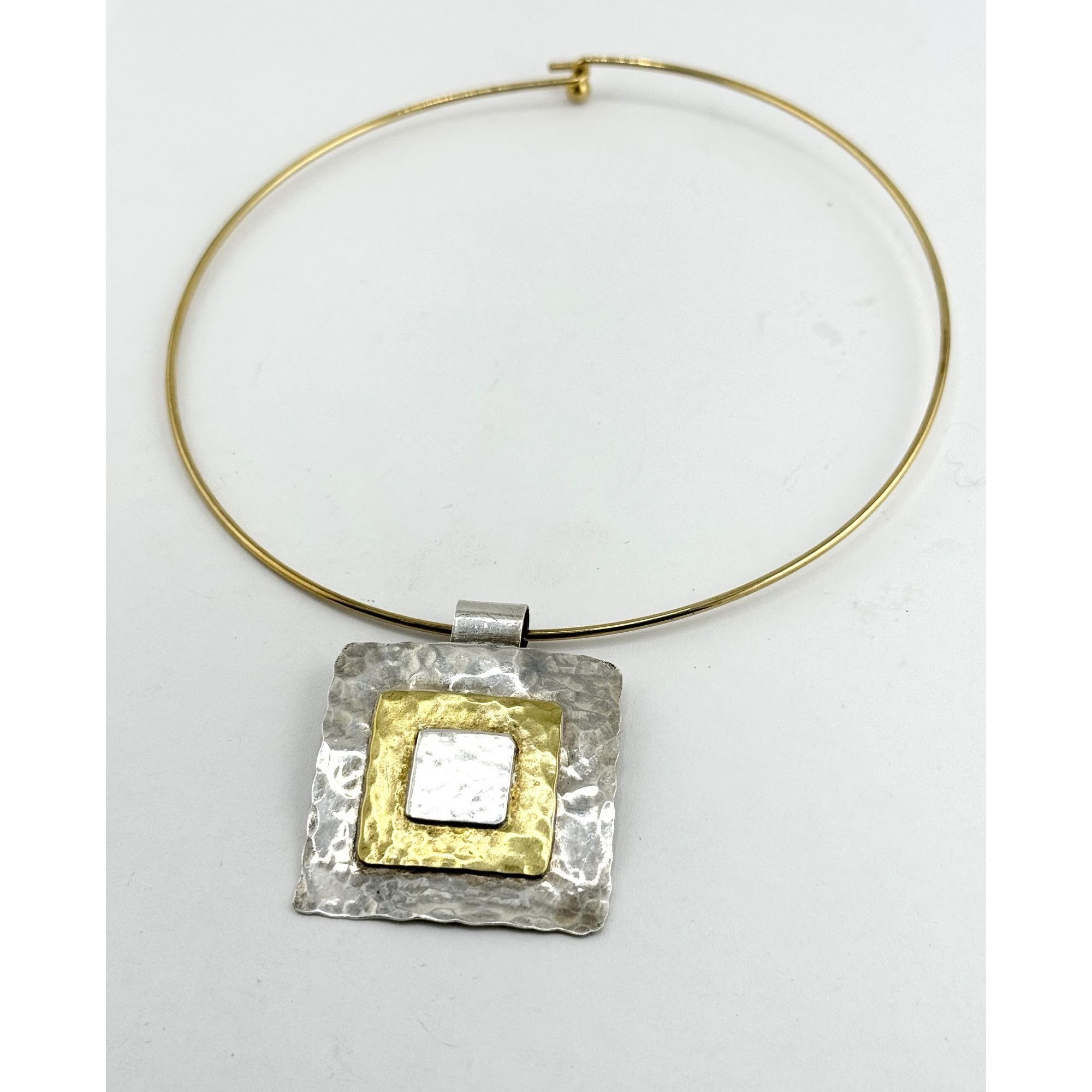 Vintage Vintage geometric modernist two tone pendant collar necklace Size ONE SIZE - 3 Thumbnail